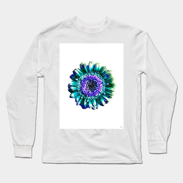 Blue Gerbera Flower Long Sleeve T-Shirt by danieljanda